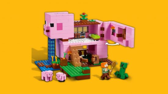 Brinquedos Minecraft Casa dos Porcos Brinquedos Minecraft Pig House com cozinha funcional e cachoeira