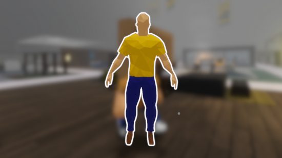 3008 Roblox: Harold delineado em branco e colado em um fundo desfocado