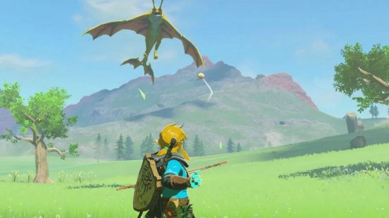 zelda-totk-inimigos-aerocuda Captura de tela de um Zelda Tears of the Kingdom Aerocuda voando em direção ao link para o guia de inimigos de Zelda TotK