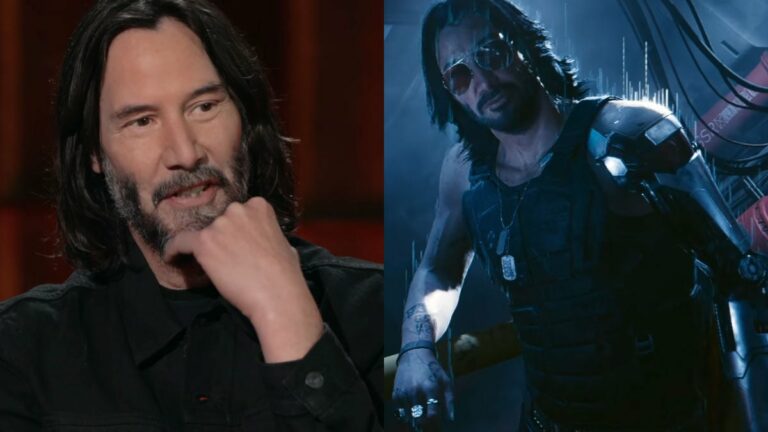 Keanu Reeves And Character Johnny Silverhand