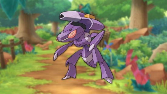 Pokémon do tipo inseto: Genesect na floresta