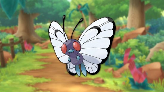 Pokémon Butterfree do tipo inseto na floresta
