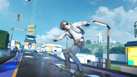 jogos como Fortnite PUBG mobile jogos como Fortnite PUBG mobile: um personagem em um hoverboard