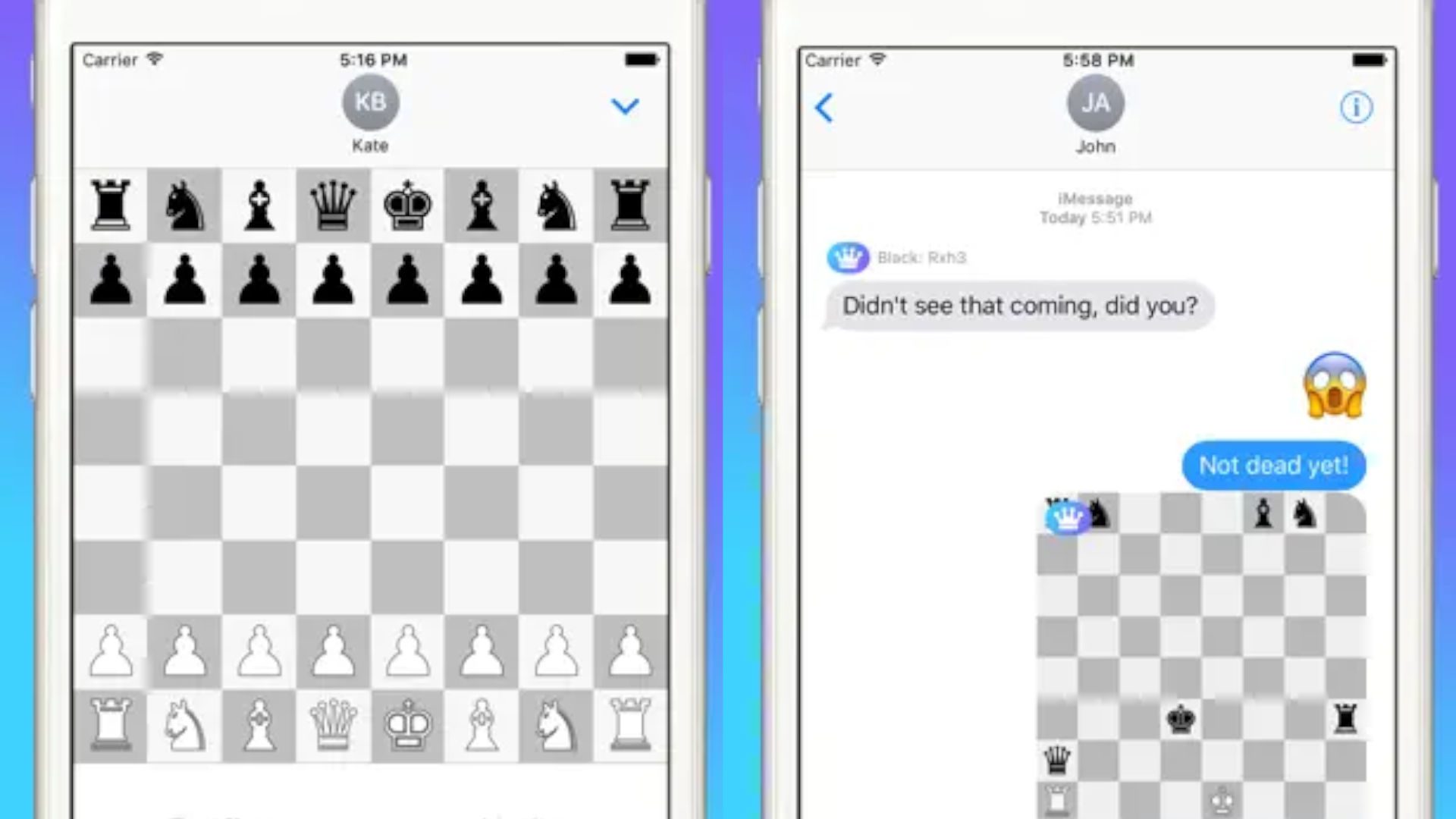 Captura de tela de um jogo de Chess42 para a lista de jogos do imessage