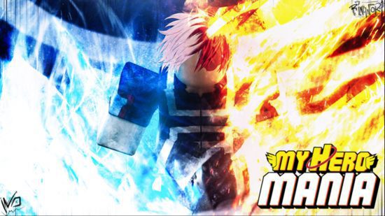 Códigos My Hero Mania - um personagem de anime Roblox cercado por uma aura mágica