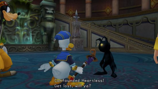 reino-corações-coração-donald Donald discutindo com o impiedoso de Sora pelo guia insensível de Kingdom Hearts