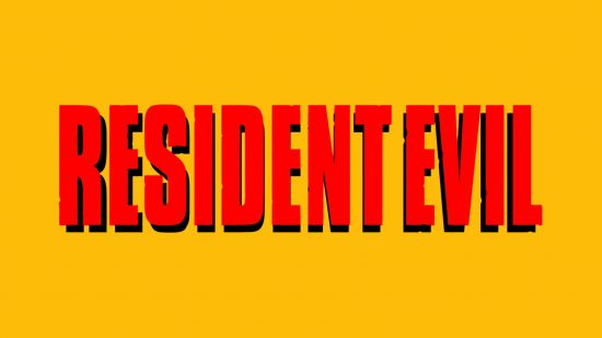 logotipo residente do mal O logotipo de Resident Evil em um fundo amarelo manga. está em um tipo de letra alto, todo em maiúsculas, com uma sombra preta grossa atrás das letras vermelhas. Está tudo em um fundo amarelo manga.