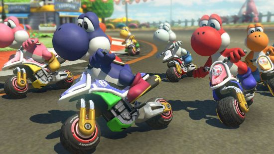Jogos de moto: uma série de passeios de Yoshis em bicicletas