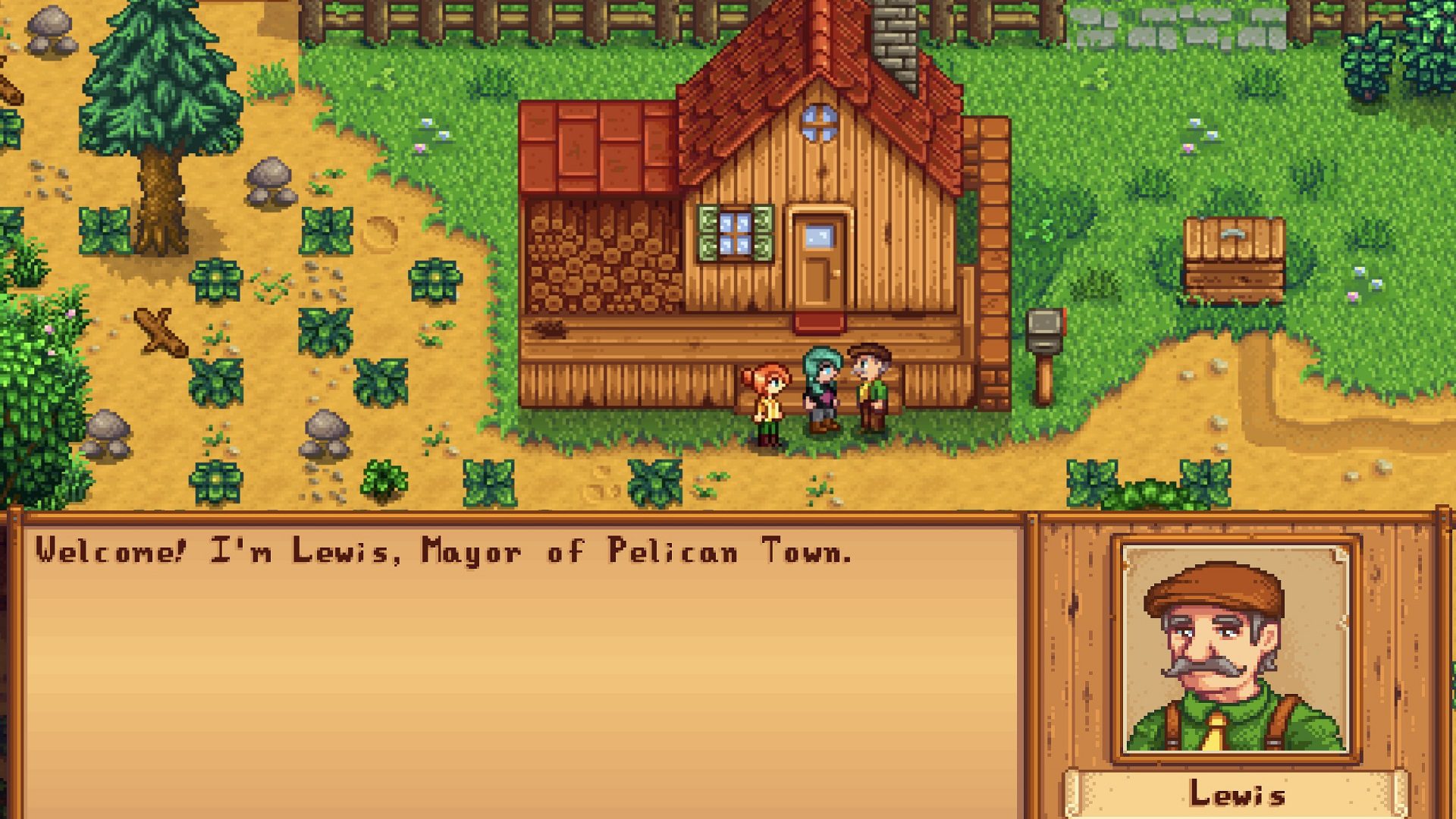 Lewis de Stardew Valley se apresentando