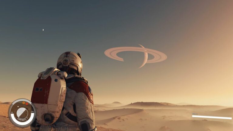Starfield In Game Looking At Planet With Rings Image