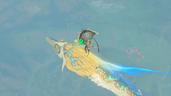 Zelda: Tears of the Kingdom master sword: Link desliza para o dragão de luz