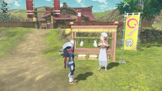 Como evoluir Sneasel: Uma captura de tela de uma banca de mercado em Pokemon Legends Arceus.