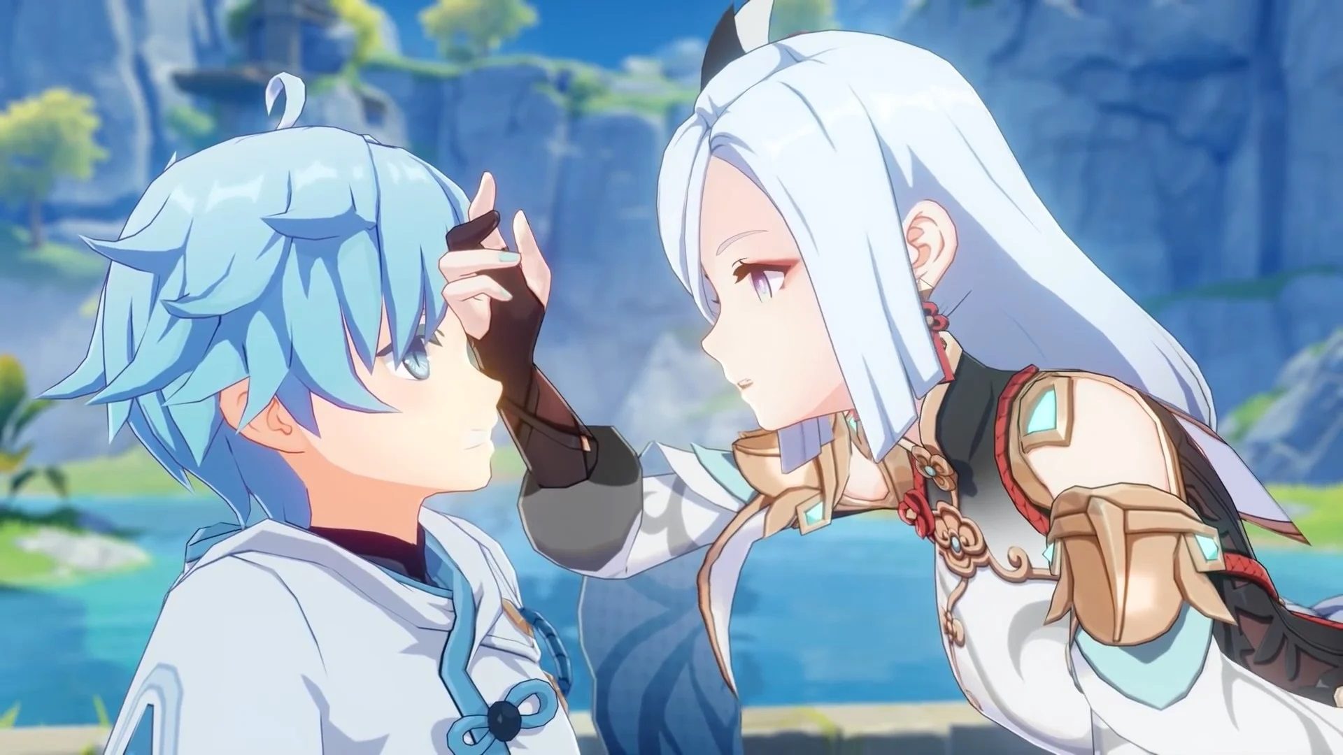 genshin impacto chongyun 2.4 Chongyun do Genshin Impact recebendo tapinhas na cabeça de Shenhe