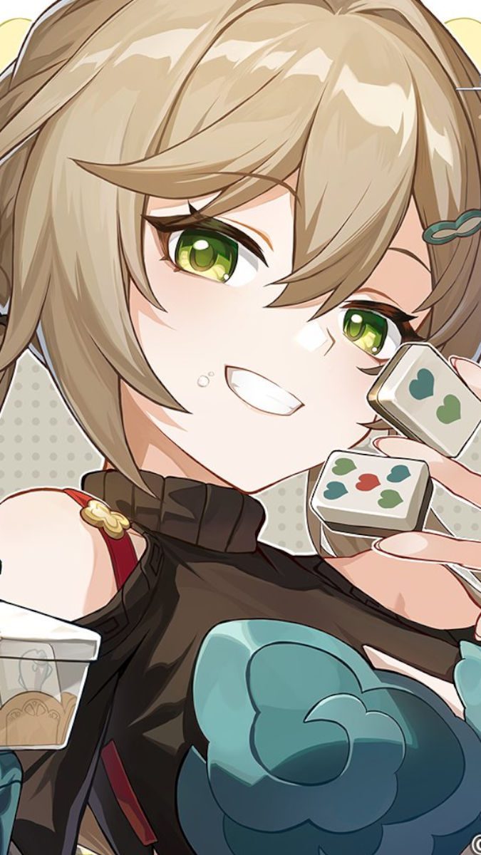 honkai-star-trilho-papel de parede-qingque Papel de parede Honkai Star Rail de Qingque segurando alguns ladrilhos