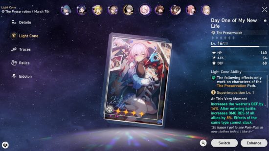 Honkai Star Rail cone de luz 7 de março Cone de luz Honkai Star Rail: cone de 7 de março equipado para ela