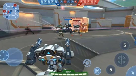 jogos mecânicos Jogos Mech: está acontecendo uma partida 5v5, onde cada jogador controla um mech diferente