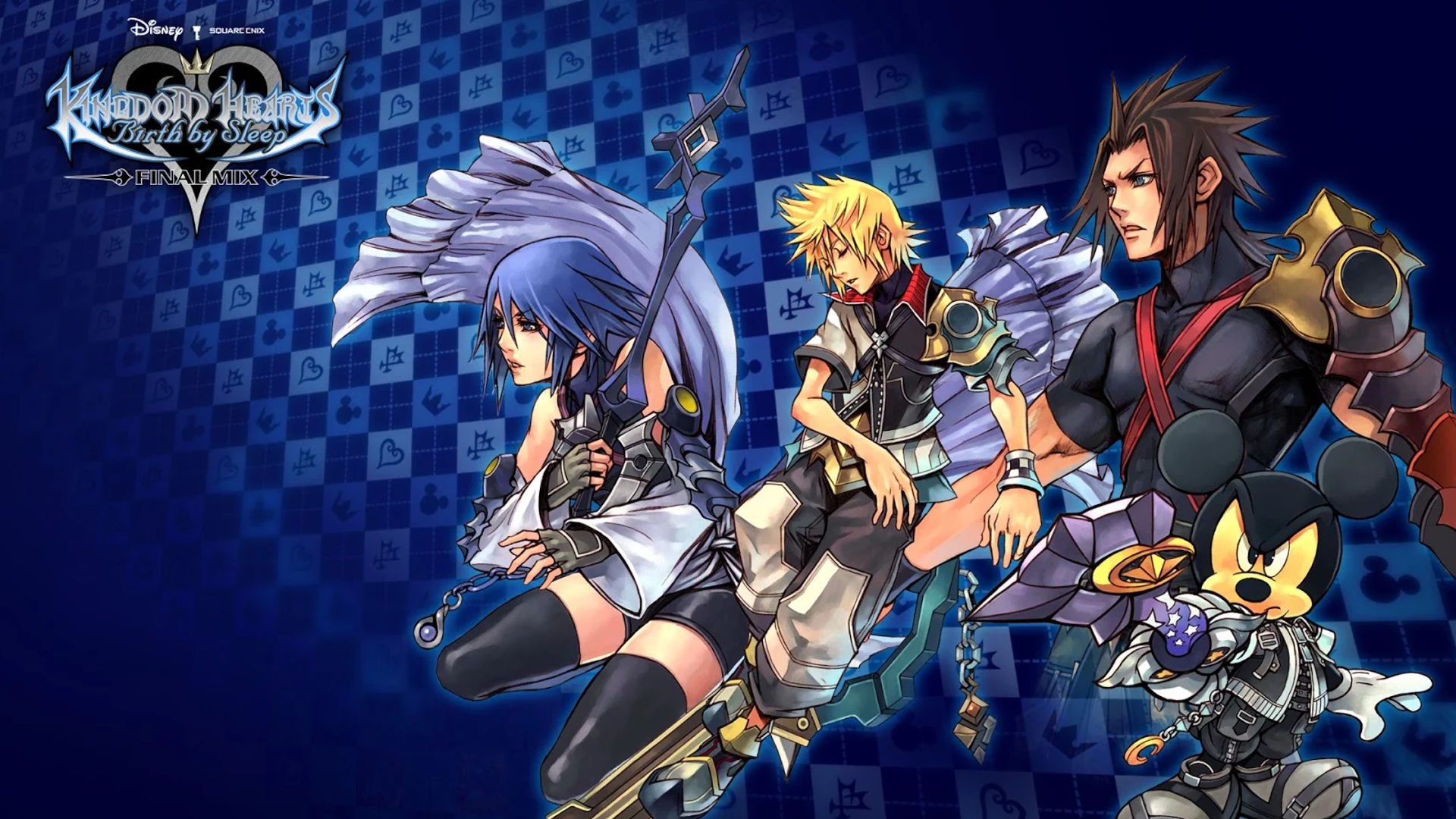 Kingdom-hearts-wallpaper-Birth-By-Sleep-2 Aqua, Ventus, Terra e Mickey
