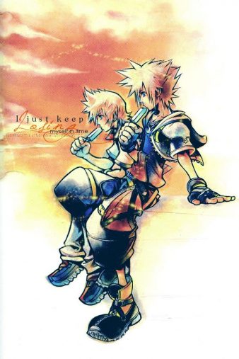 Kingdom-hearts-papel de parede-Sora-e-Roxas Sora e Roxas comendo sorvete