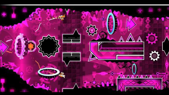 Geometry Dash Demonlist: Uma captura de tela do Spectrum Cyclone, um nível da lista estendida Geometry Dash Demonlist
