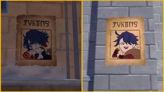 Dois pôsteres de procurados da Honkai Star Rail de Sampo Koski nas paredes