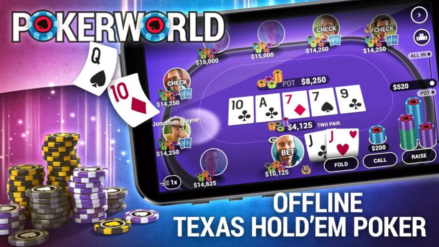 Arte promocional do Poker World: Offline, um dos jogos de pôquer móvel mais populares