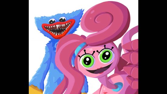 poppy-playtime-fanart (3) Fanart de Poppy Playtime: Huggy Wuggy e Mommy Long Legs aparecem um ao lado do outro em forma ilustrada