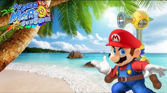papéis de parede mario (4) Papéis de parede de Mario: uma imagem mostra Mario de Super Mario Sunshine, contra uma praia ensolarada