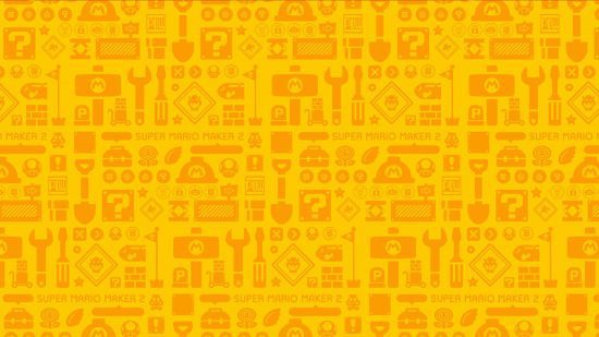 papéis de parede mario (2) Papéis de parede do Mario: um fundo amarelo pastel mostra muitos dos diferentes itens e ferramentas do Super Mario Maker 2