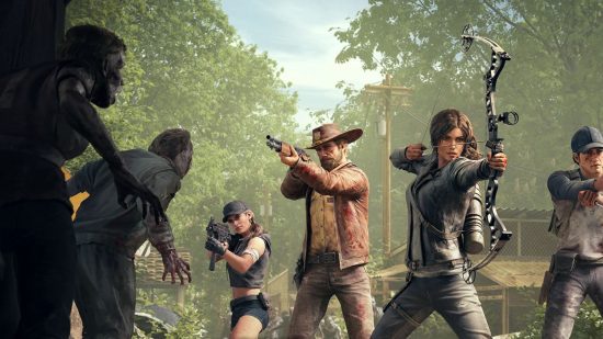 Jogos de Walking Dead Sobrevivente Jogos de Walking Dead Personagens sobreviventes com Lara Croft e alguns zumbis