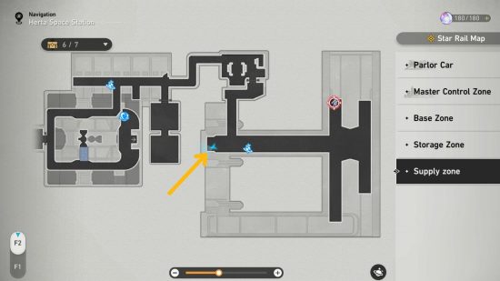 Bolhas de memória Honkai Star Rail: um mapa identificando um local para encontrar Herta na Estação Espacial