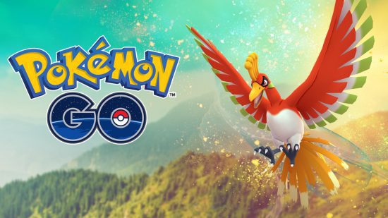 pokémon-go-ho-oh Ho-Oh do Pokémon Go voando pelo céu ao lado do logotipo do jogo