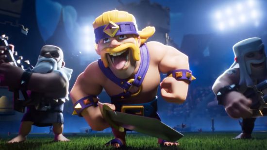 supercélula-cartão-evolução-entrevista-bárbaro Captura de tela do Bárbaro balançando a língua no trailer de evolução de cartas do Supercell Clash Royale