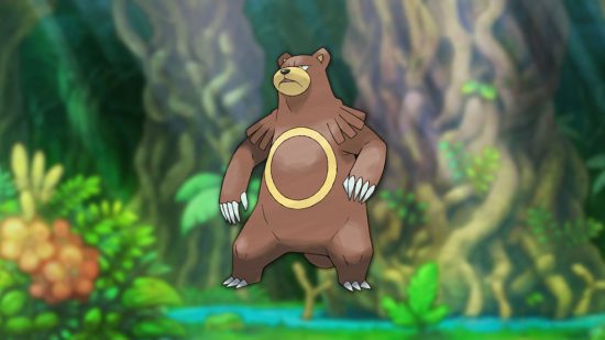 urso pokémon Ursaring Ursaring, um dos melhores pokémon urso estava em uma selva.
