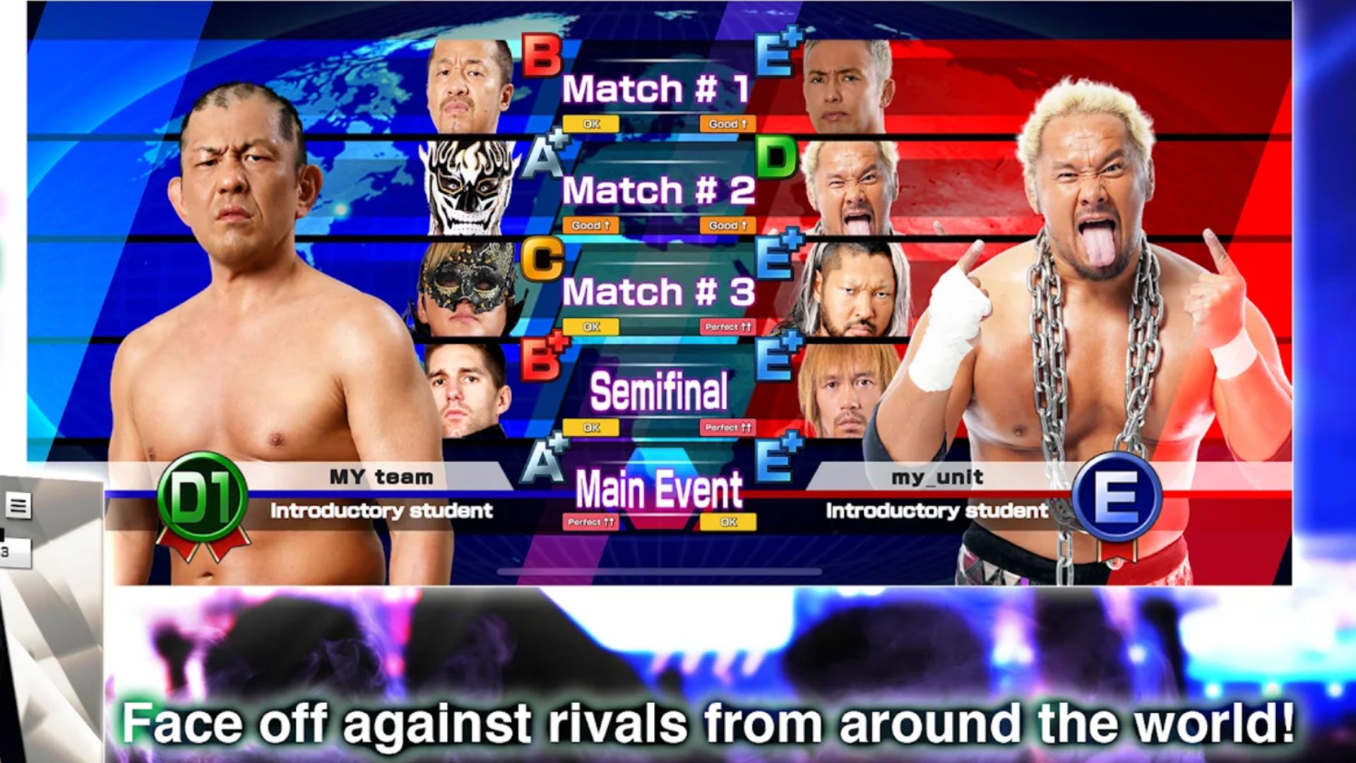 jogos de luta livre njpw Dois lutadores e suas estatísticas