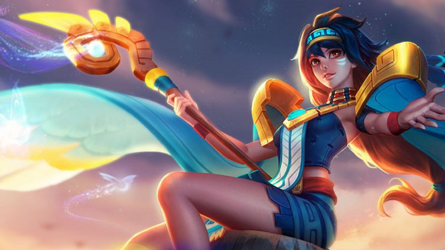 mobile-legends-wallpaper-9 Um personagem do Mobile Legends voando pelo céu
