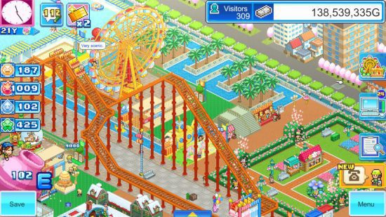 Captura de tela de um pequeno parque no Dream Park Story para guia de jogos de parques temáticos