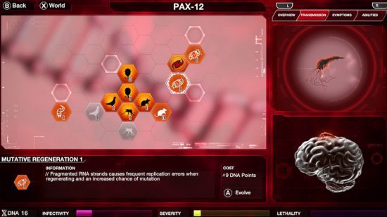 jogos de ciência 2 Jogos de ciência: uma captura de tela de Plague Inc Evolved mostrando a matriz para criar um vírus