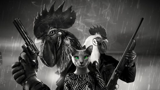 jogos de galinha Chicken Police pinta de vermelho jogos de frango Chicken Police pinta de vermelho: três personagens principais em preto e branco