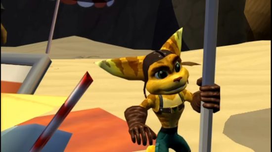 melhor-psp-jogos-ratchet Melhores jogos PSP - Ratchet colocando um guarda-chuva