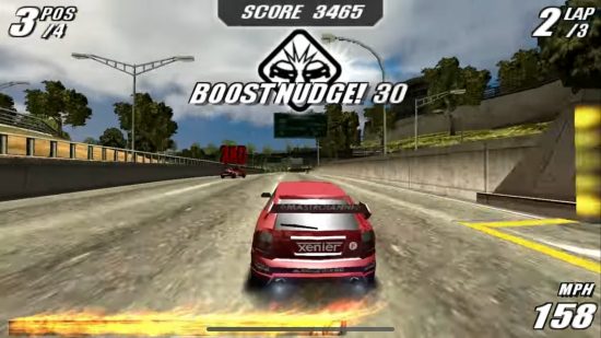 melhor-psp-jogos-burnout Melhores jogos de PSP - um carro correndo por uma rua
