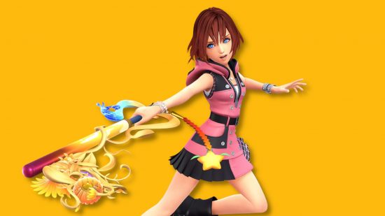 Kingdom Hearts Kairi segurando uma keyblade