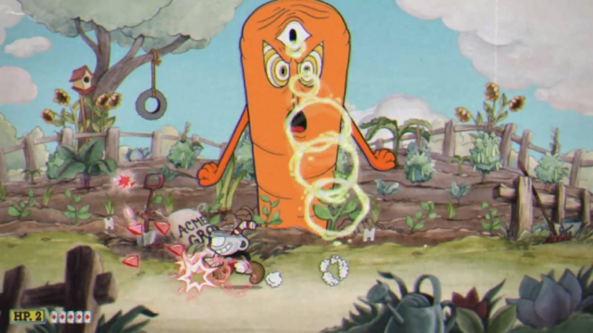 cuphead-bosses (1) Chefes Cuphead: uma cenoura gigante senciente ataca uma caneca com ondas psíquicas