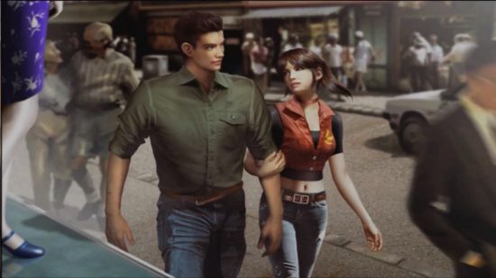 Resident Evil Code Veronica Remake - Clair e Chris andando por uma rua