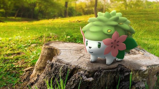 Pokemon Go Shaymin: Shaymin aparece em um tronco de madeira
