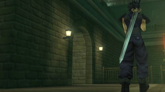 melhor-psp-jogos-cc Melhores jogos de PSP - Zack Fair estava em uma rua de costas para a câmera