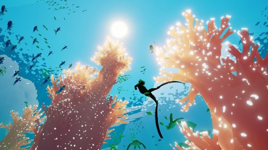 jogos de vida selvagem abzu jogos da vida selvagem abzu: um mergulhador cercado por corais e peixes