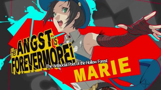 Persona 4 Marie: o gráfico de revelação de Marie da Persona 4 Arena.