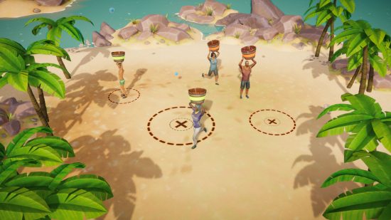 Captura de tela de um minijogo de transporte de balde para notícias da data de lançamento de Survivor Castaway Island