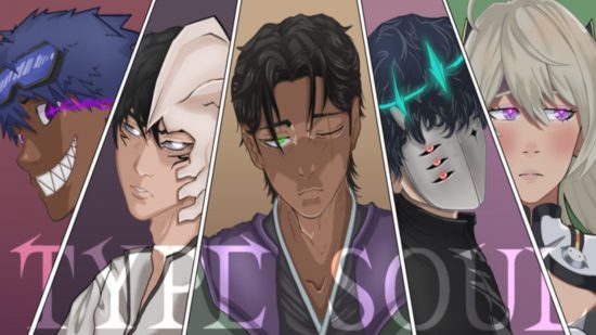 type-soul-codes-art Captura de tela da arte oficial do Type Soul com diferentes personagens na tela para o guia de códigos do Type Soul