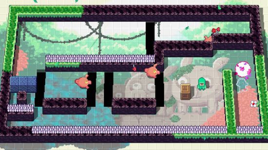 Jogos de cima para baixo: dois personagens navegam em obstáculos e inimigos em um ambiente de cima para baixo